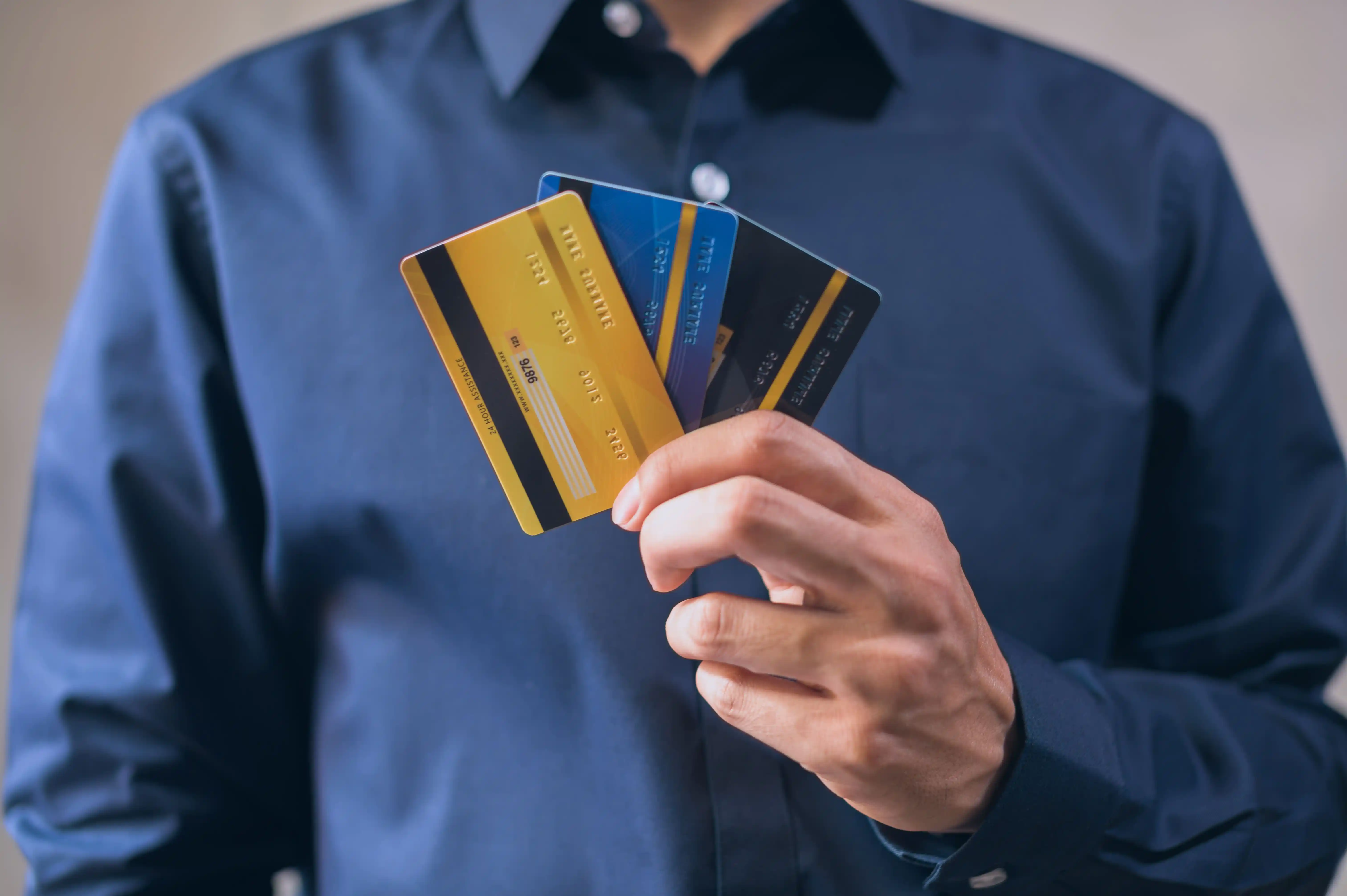 Man with credit cards